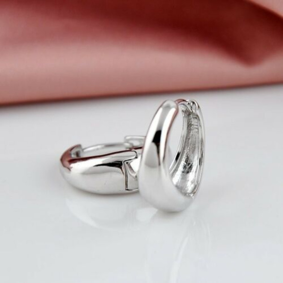 Jewelry - 18K White Gold Smooth Hoop Earrings GF 20mm